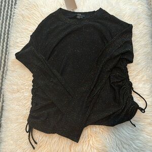 Alala Charter Sweatshirt Starbright Sparkle Ruched Top Small New